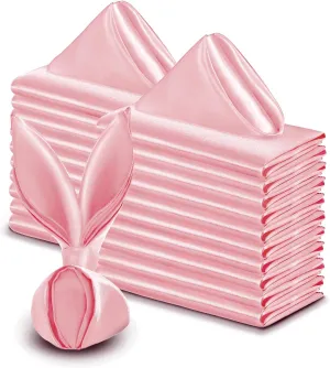 VACVELT 50 Pack Blush Pink Satin Napkins 17x17 Inch Wedding Napkins Bulk, Decorative Elegant Dinner Napkins Square Table Napkins Decor, Silky Satin Cloth Napkins for Restaurant Graduation Party