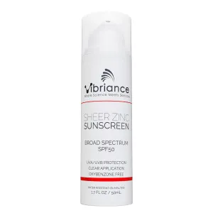 Vibriance Sheer Zinc Sunscreen - Tinted Sunscreen for Face SPF 50, Lightweight Facial Moisturizer with Niacinamide, Hyaluronic Acid - 1.7 fl oz