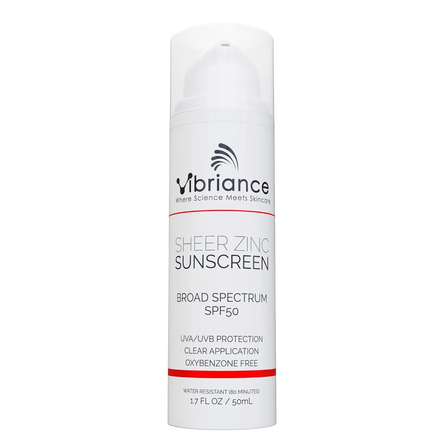 Vibriance Sheer Zinc Sunscreen - Tinted Sunscreen for Face SPF 50, Lightweight Facial Moisturizer with Niacinamide, Hyaluronic Acid - 1.7 fl oz