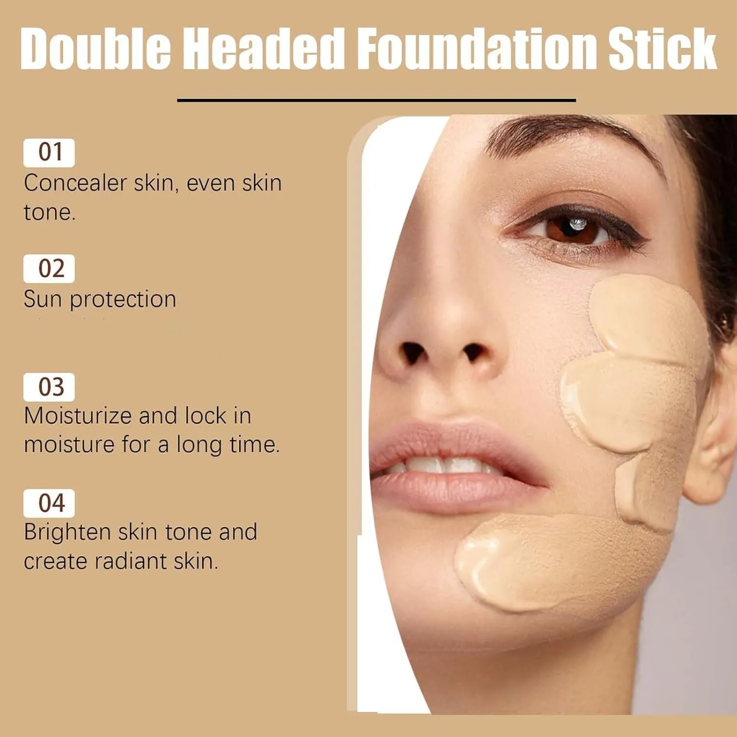 Vivien Beauty Foundation Stick, Vivien Beauty 2 in 1 Foundation Stick, Serum Boosted Skin Tint Balm with Brush, Brightens, Hydrates, Natural Finish Makeup (Ivory, 1 Fl Oz (Pack of 1))