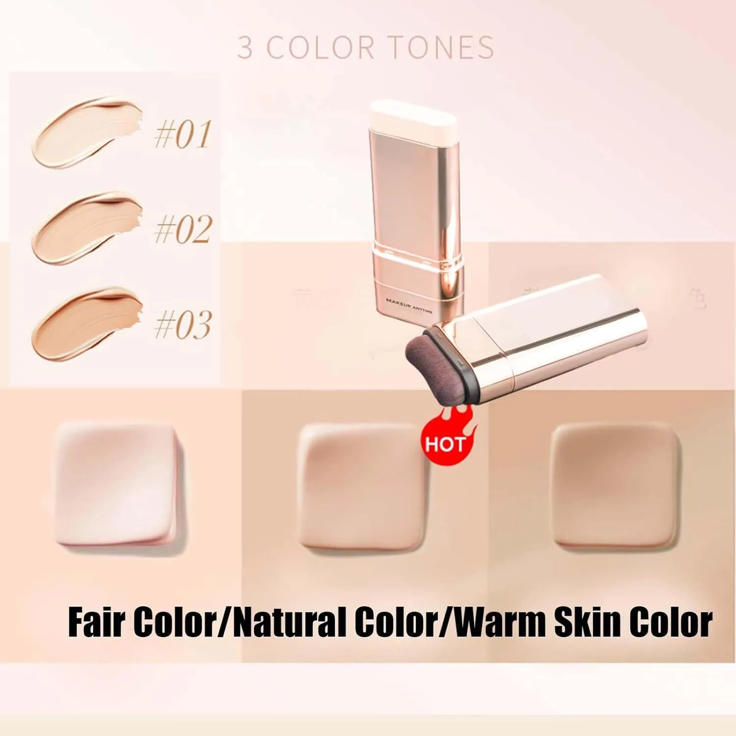 Vivien Beauty Foundation Stick, Vivien Beauty 2 in 1 Foundation Stick, Serum Boosted Skin Tint Balm with Brush, Brightens, Hydrates, Natural Finish Makeup (Ivory, 1 Fl Oz (Pack of 1))