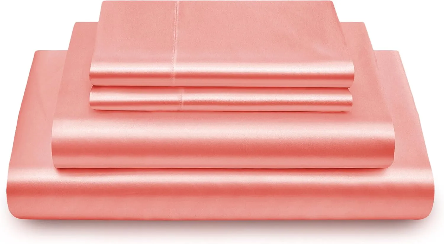 Vonty Satin Sheets Twin Silky Soft Satin Bed Sheets Blush Pink Sheet Set, 1 Deep Pocket Fitted Sheet   1 Flat Sheet   1 Pillowcases