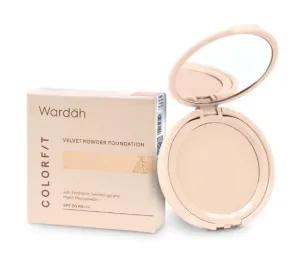 WARDAH Velvet Powder Foundation 11C Pink Fair 11g - That is able to disguise the pores on the face so that the face looks smooth and the pores are disguised.