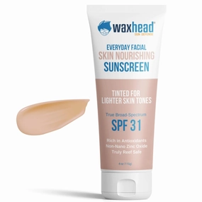 Waxhead Tinted Mineral Sunscreen for Face SPF 31, Tinted Zinc Oxide Sunscreen, Hydrating, Easy to Apply, Lightweight, Blends Nicely, Broad Spectrum Primer with Antioxidants (Sheer Glow Light Tint 4oz)