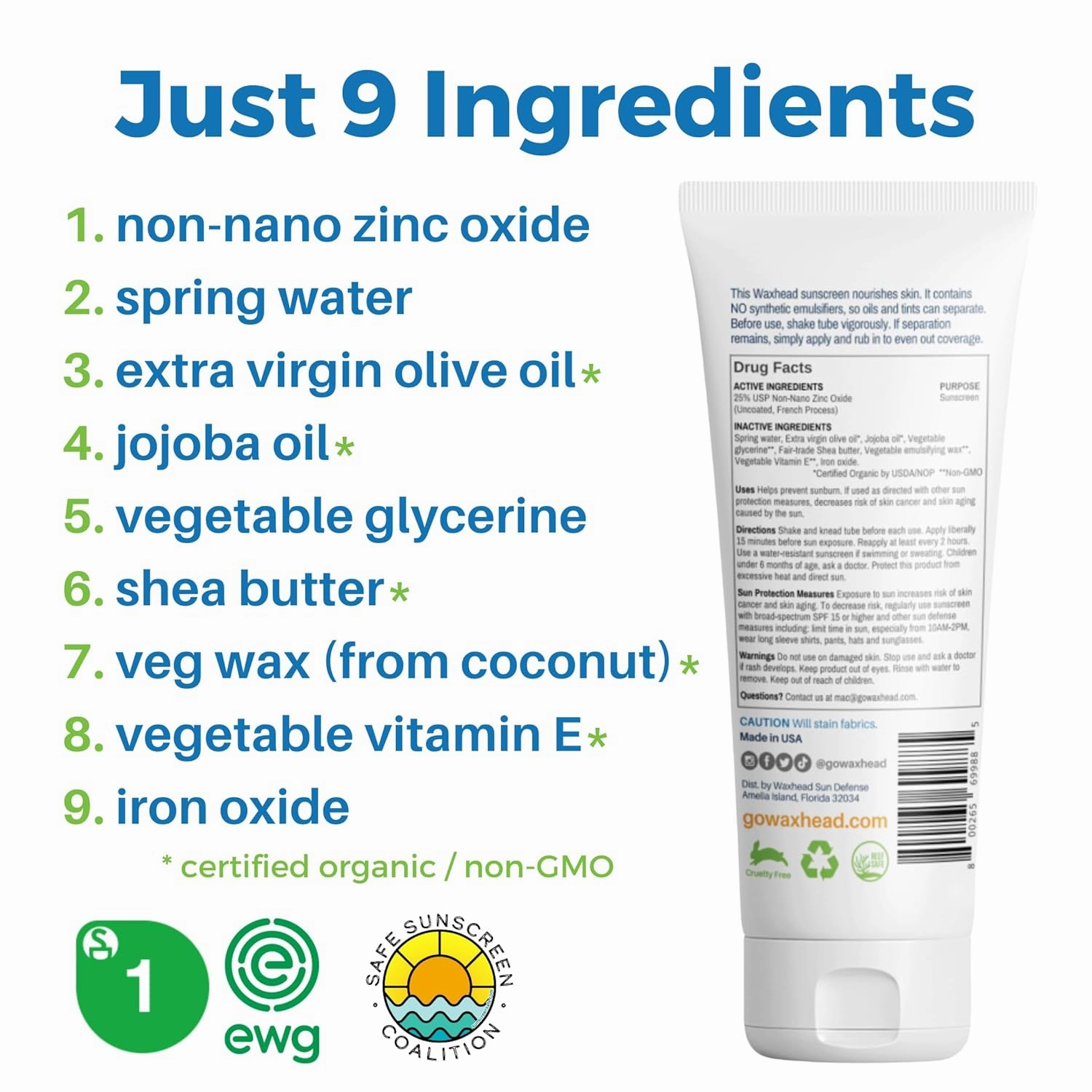 Waxhead Tinted Mineral Sunscreen for Face SPF 31, Tinted Zinc Oxide Sunscreen, Hydrating, Easy to Apply, Lightweight, Blends Nicely, Broad Spectrum Primer with Antioxidants (Sheer Glow Light Tint 4oz)