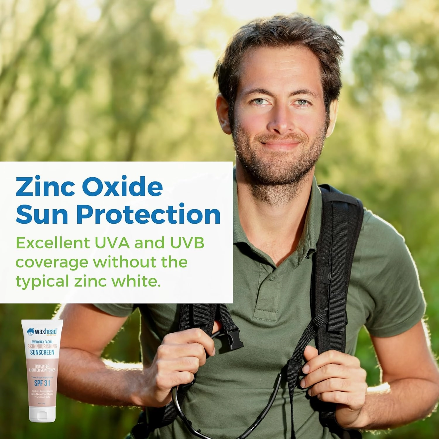 Waxhead Tinted Mineral Sunscreen for Face SPF 31, Tinted Zinc Oxide Sunscreen, Hydrating, Easy to Apply, Lightweight, Blends Nicely, Broad Spectrum Primer with Antioxidants (Sheer Glow Light Tint 4oz)