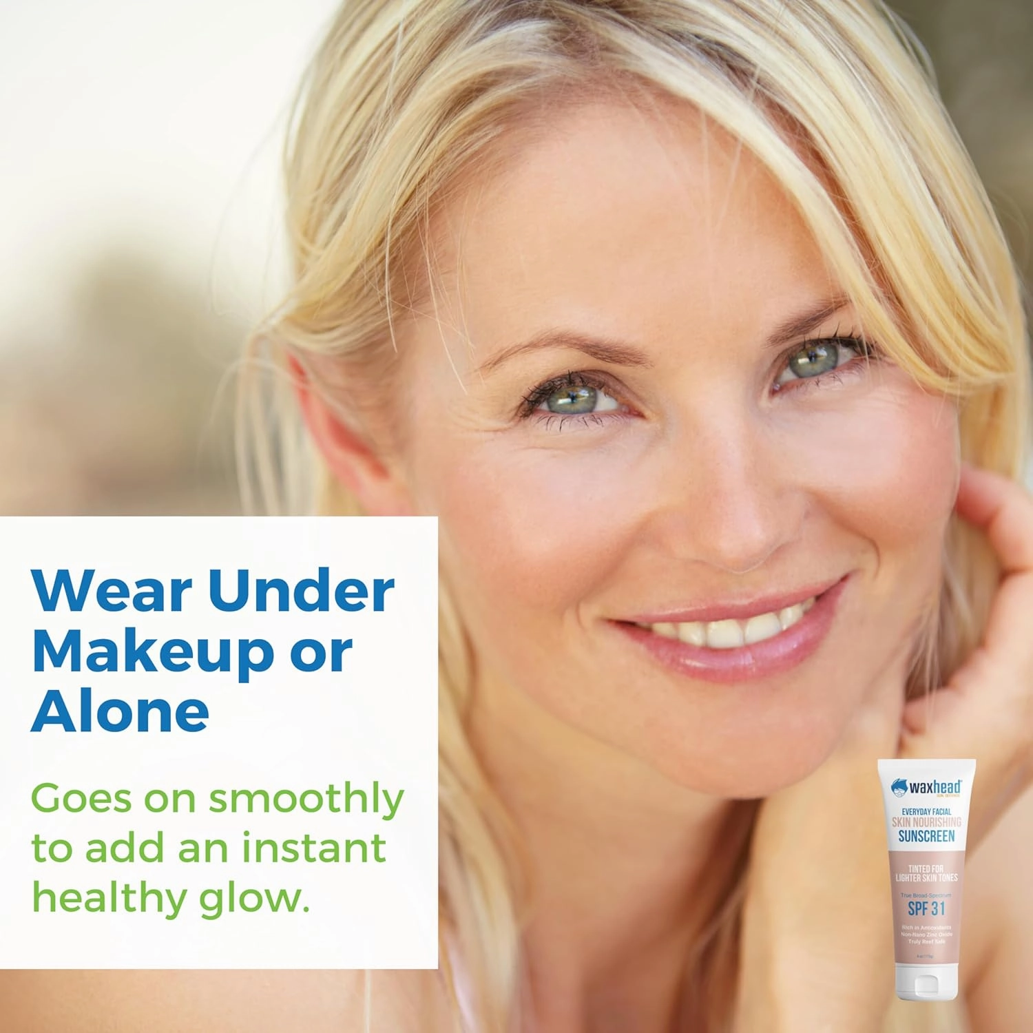 Waxhead Tinted Mineral Sunscreen for Face SPF 31, Tinted Zinc Oxide Sunscreen, Hydrating, Easy to Apply, Lightweight, Blends Nicely, Broad Spectrum Primer with Antioxidants (Sheer Glow Light Tint 4oz)