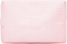 WEDDINGSTAR Women's Large Cotton Waffle Makeup Bag - Blush Pink