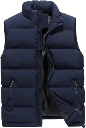 WENKOMG1 Winter Puffer Vest For Men,Lightweight Packable Ski Vest Zip Up Sleeveless Water Resistant Outerwear