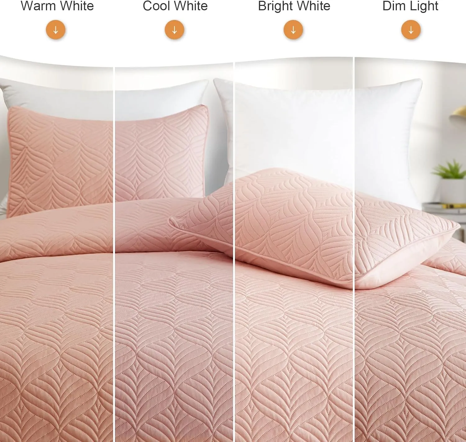 Whale Flotilla Elegant Extra Soft Quilts Queen Size, 3-Piece Lightweight Modern Geometric Full Queen Quilt Bedding Sets Bedspread Coverlet for All Seasons, Blush Pink