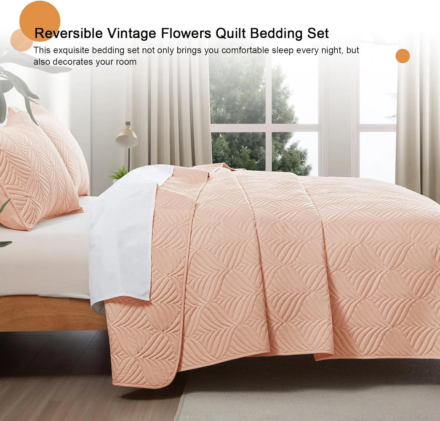 Whale Flotilla Elegant Extra Soft Quilts Queen Size, 3-Piece Lightweight Modern Geometric Full Queen Quilt Bedding Sets Bedspread Coverlet for All Seasons, Blush Pink