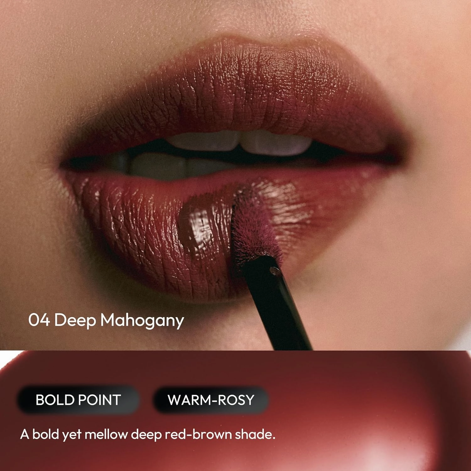 Wink Lip Shade Primer - All Day Top Coat, Smudge-Proof Base, Semi-Matte Long-Lasting Lip Primer (04 Deep Mahogany)