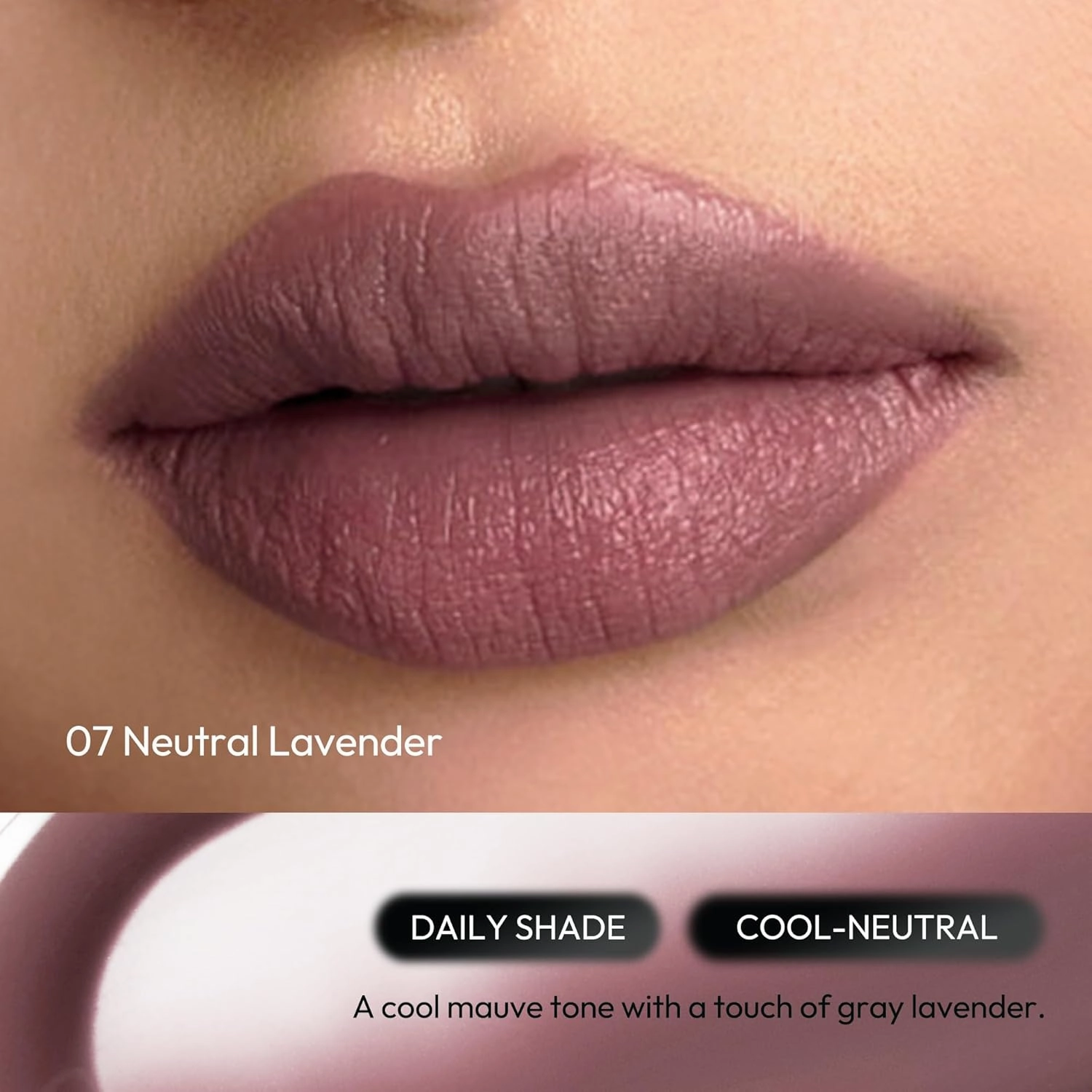Wink Lip Shade Primer - All Day Top Coat, Smudge-Proof Base, Semi-Matte Long-Lasting Lip Primer (07 Neutral Lavendar)