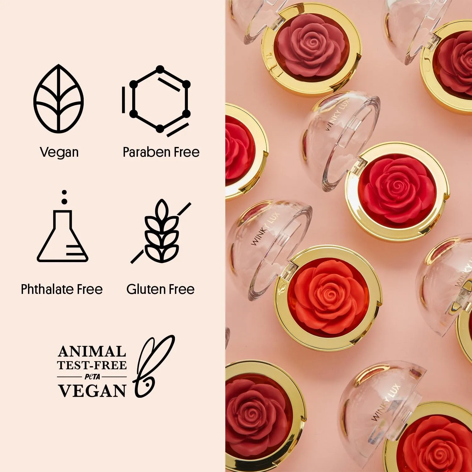 Winky Lux Cheeky Rose, Cream Blush for Cheeks, Flower Blush with Vitamin E, Makeup Blush and Flower Makeup, Pink Tea Time