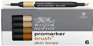 Winsor & Newton ProMarker Brush Set, 6 Count, Skin Tones