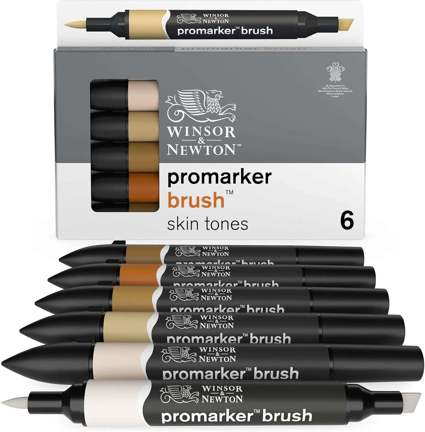 Winsor & Newton ProMarker Brush Set, 6 Count, Skin Tones