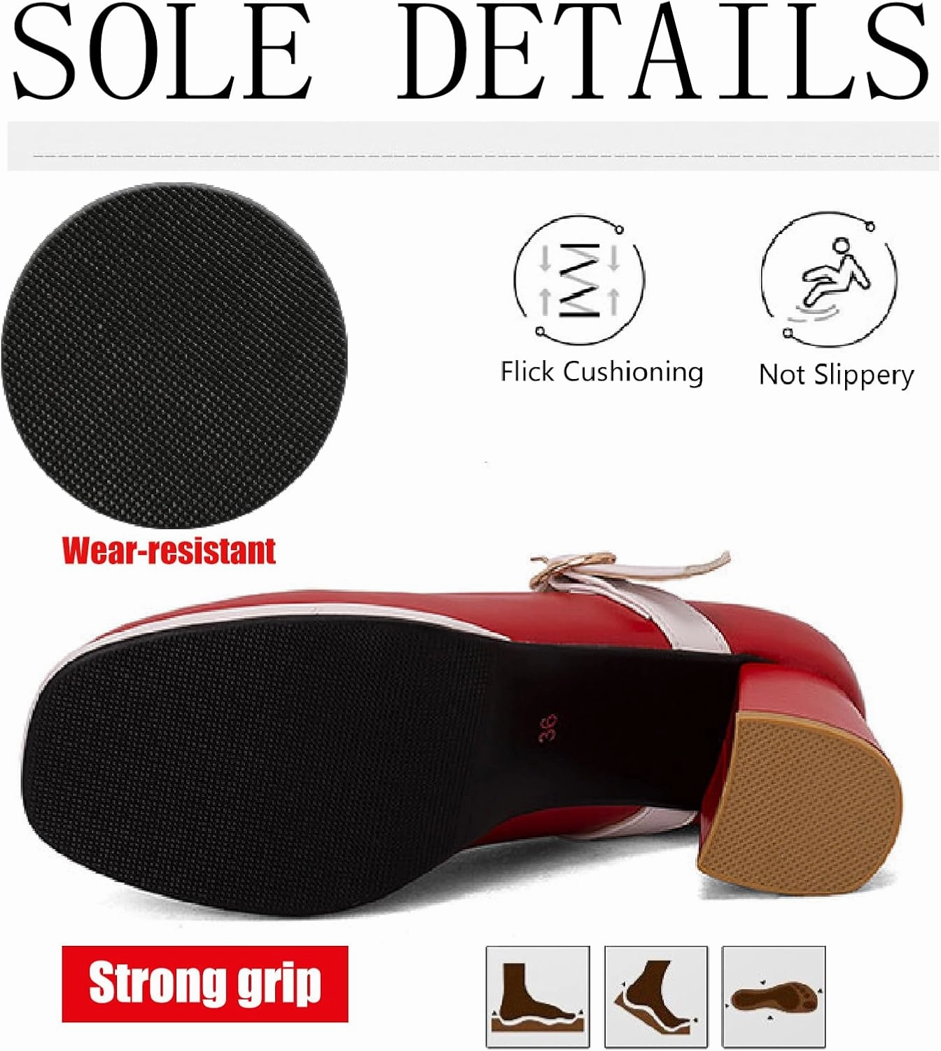 Women's Leather Platform Mary Janes Pumps with Adjust Buckle Strap Retro Comfortable Round Toe Stack Chunky Heels Dress Shoes for Party Prom Date Uniform Shoes