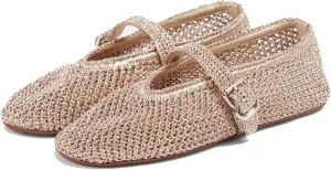 Women's Mesh Ballet Flats Round Toe Buckle Mary Jane Shoes Breathable Fishnet Comfortable Casual Shoes