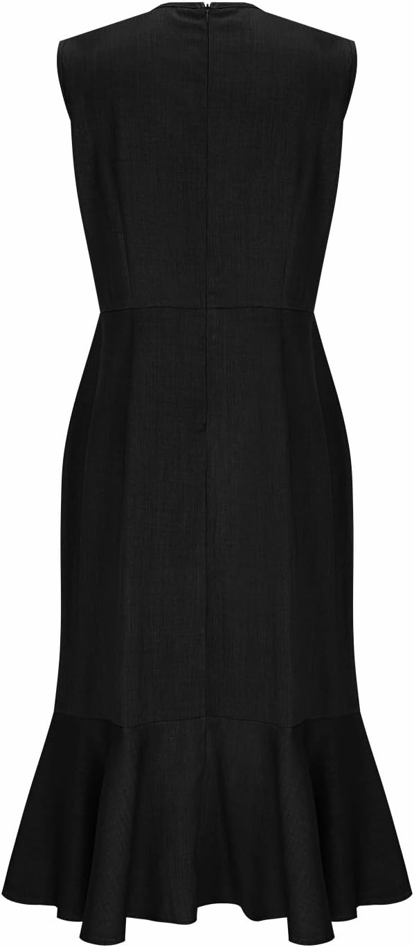 Womens Summer Casual Sleeveless Bodycon Dress A-Line High Waist V Neck Mermaid Dresses Dressy Midi Long Sundress
