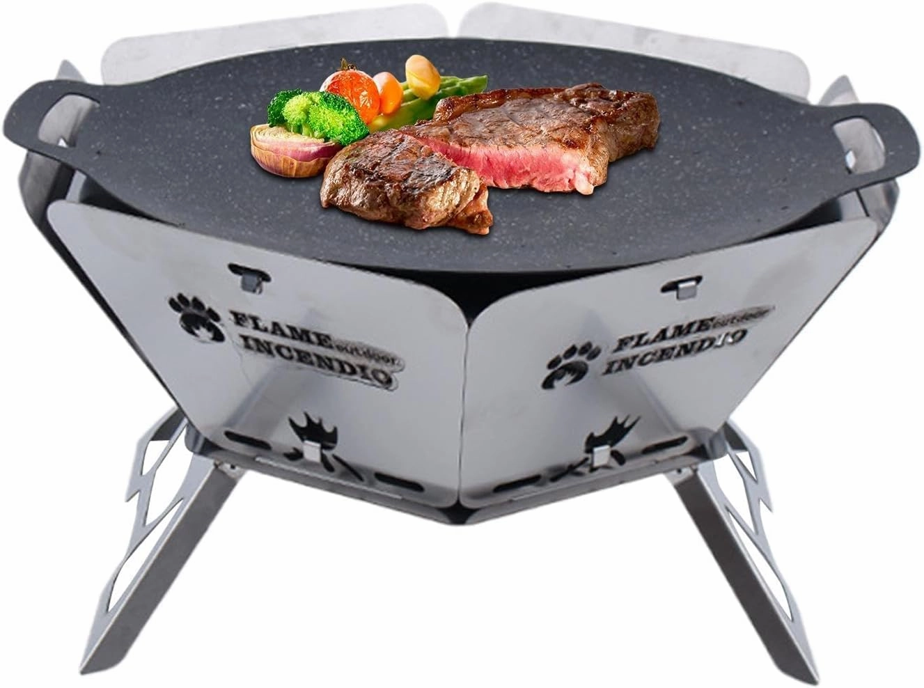Wood Charcoal Grill, Fire Pits with Outdoor Heating | Hexagonal Camping Grills, Bonfire Wood Stove, Portable Charcoal Grills for Picnic, Backpacking, Outdoor, Travel, Camps