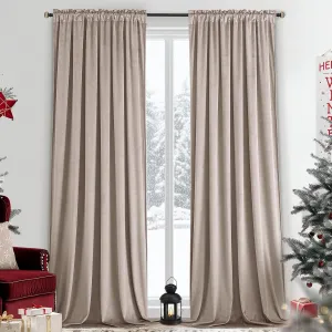 Yakamok Velvet Curtains 108 inches Long - Retro Blush Pink Thermal Insulated Light Blocking Window Drapes for Living Room, Privacy Protect Room Dividers for Bedroom, W52 x L108, 2 Panels Rod Pocket