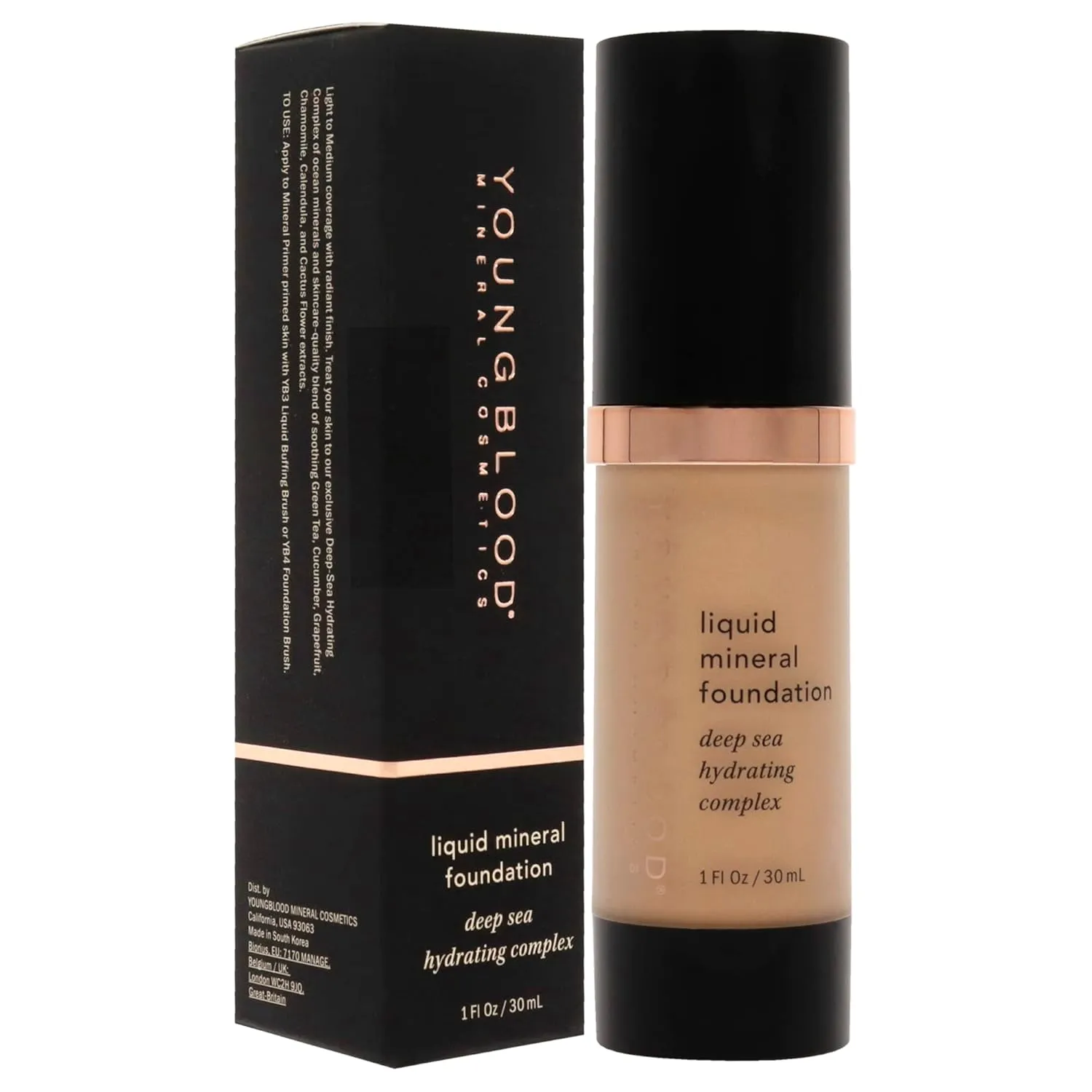 Youngblood Liquid Mineral Foundation, Sun Kissed | Lightweight, Dewy Full Coverage Makeup for Dry Skin | Poreless, Flawless Tinted Glow | Vegan, Cruelty Free, Gluten-Free